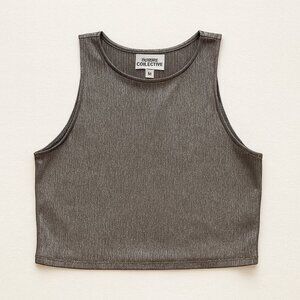 Future Collective Metallic Silver Crop Top